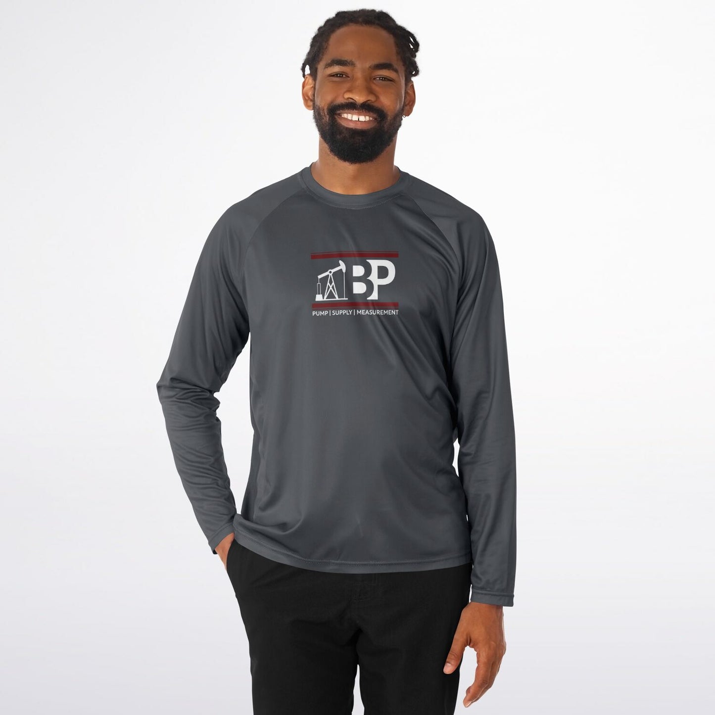 Men's Long Sleeve Performance Shirt - Gray w/ BP Logo