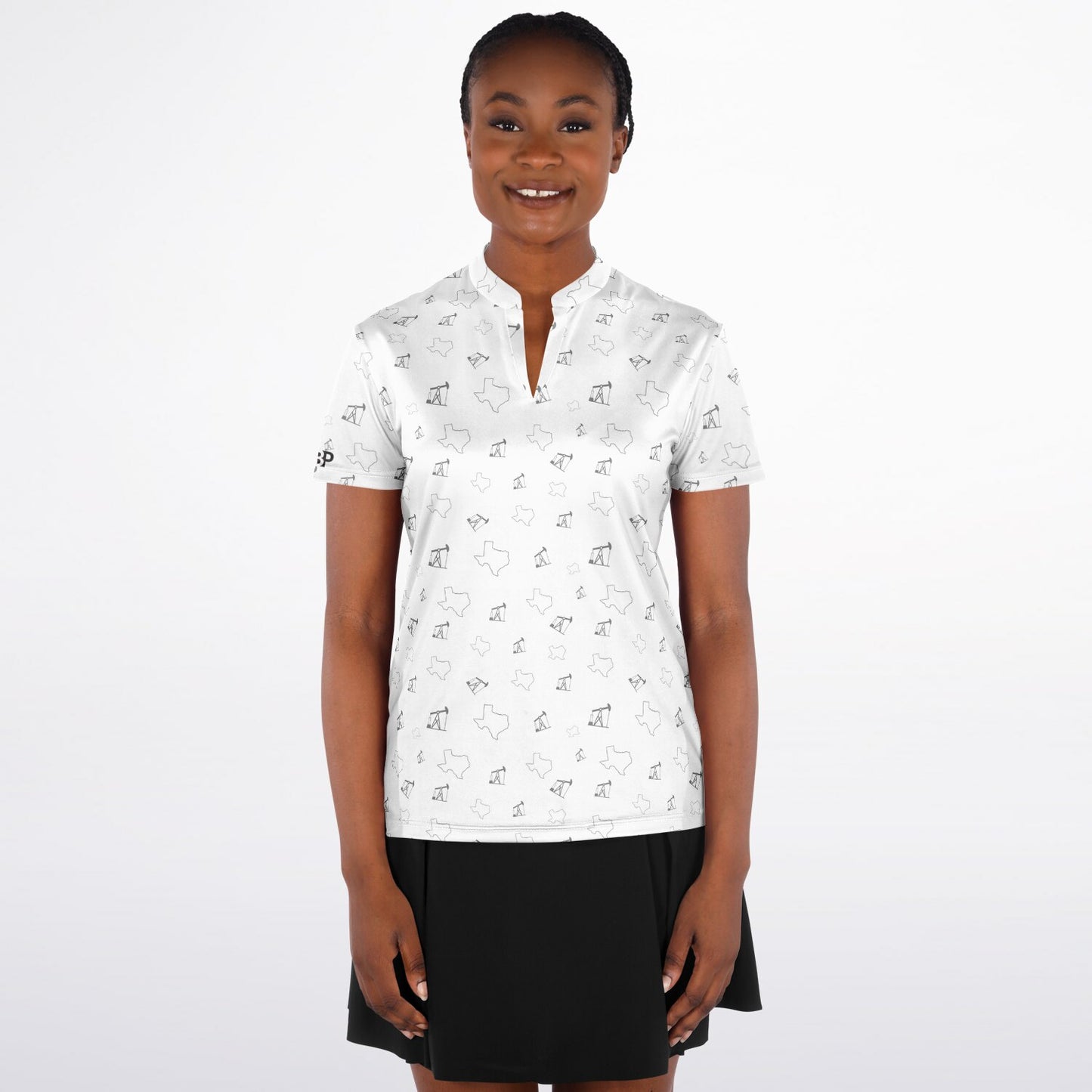 Women's White Pumpjacks and TX Performance Polo