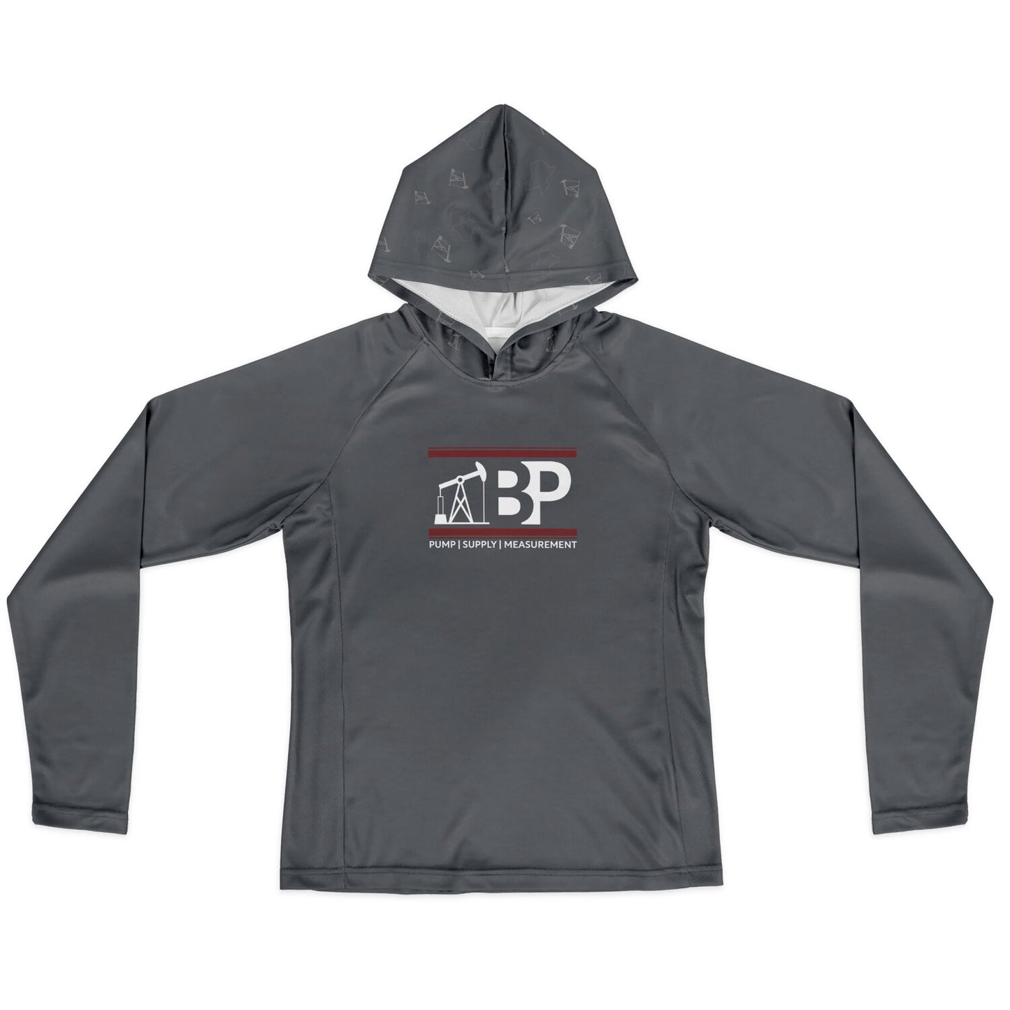Women's Long Sleeve Hooded Performance Shirt - Gray w/ BP Logo