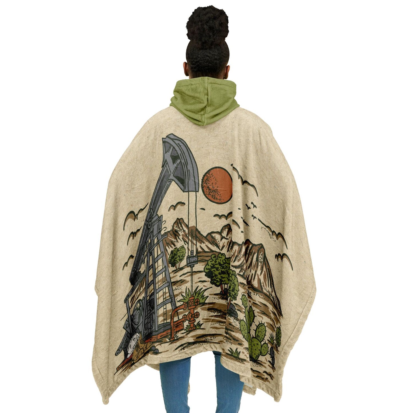 Flannel Blanket Poncho - Field