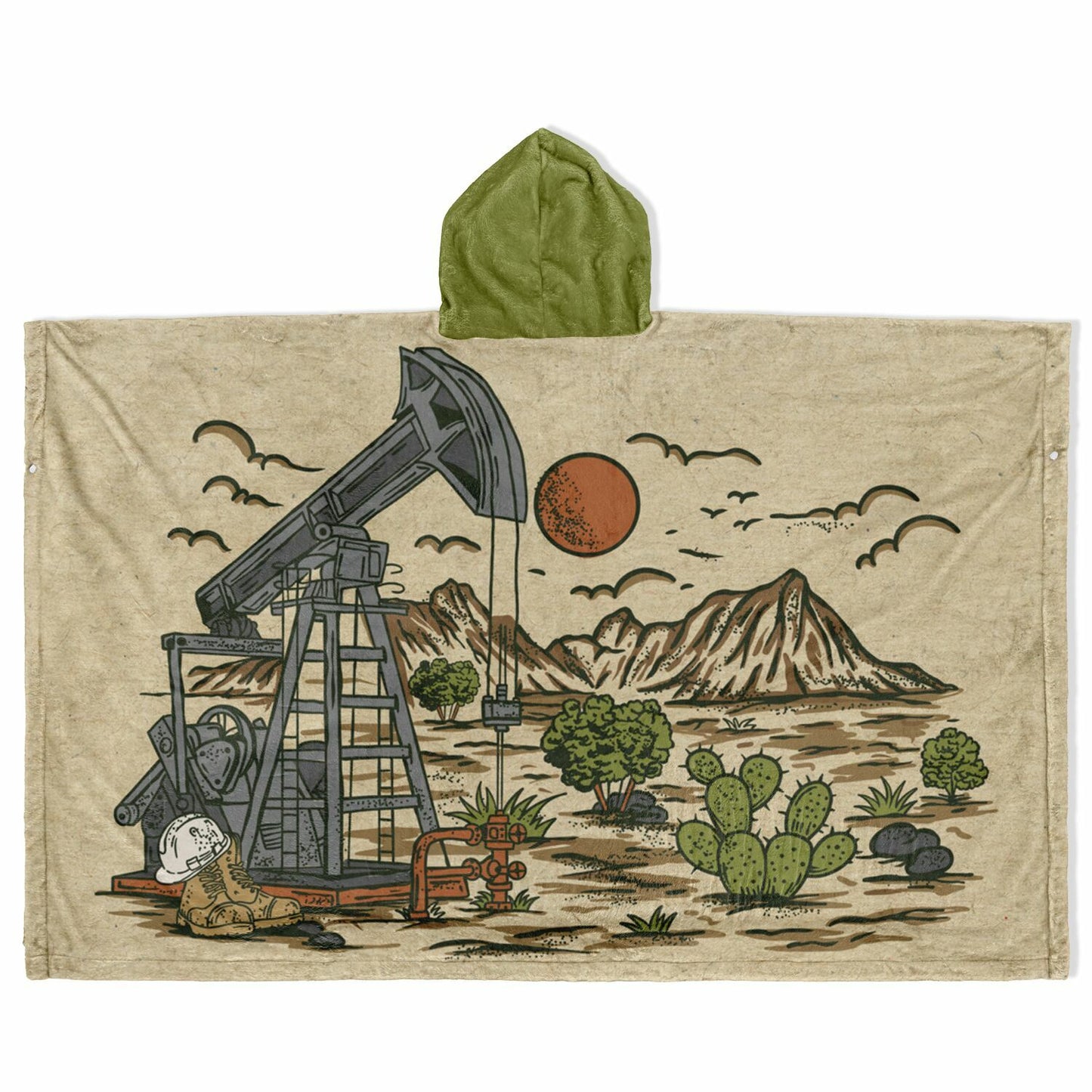 Flannel Blanket Poncho - Field