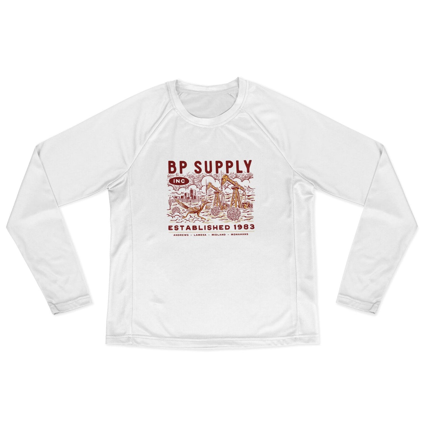 Women's Long Sleeve Performance Shirt - White Roadrunner Design