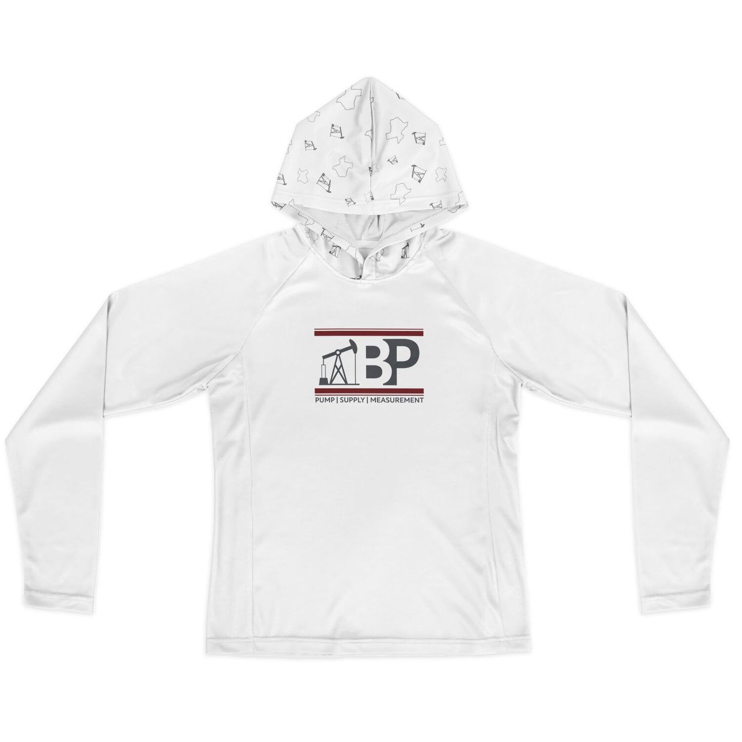 Women's Long Sleeve Hooded Performance Shirt - White w/ BP Logo