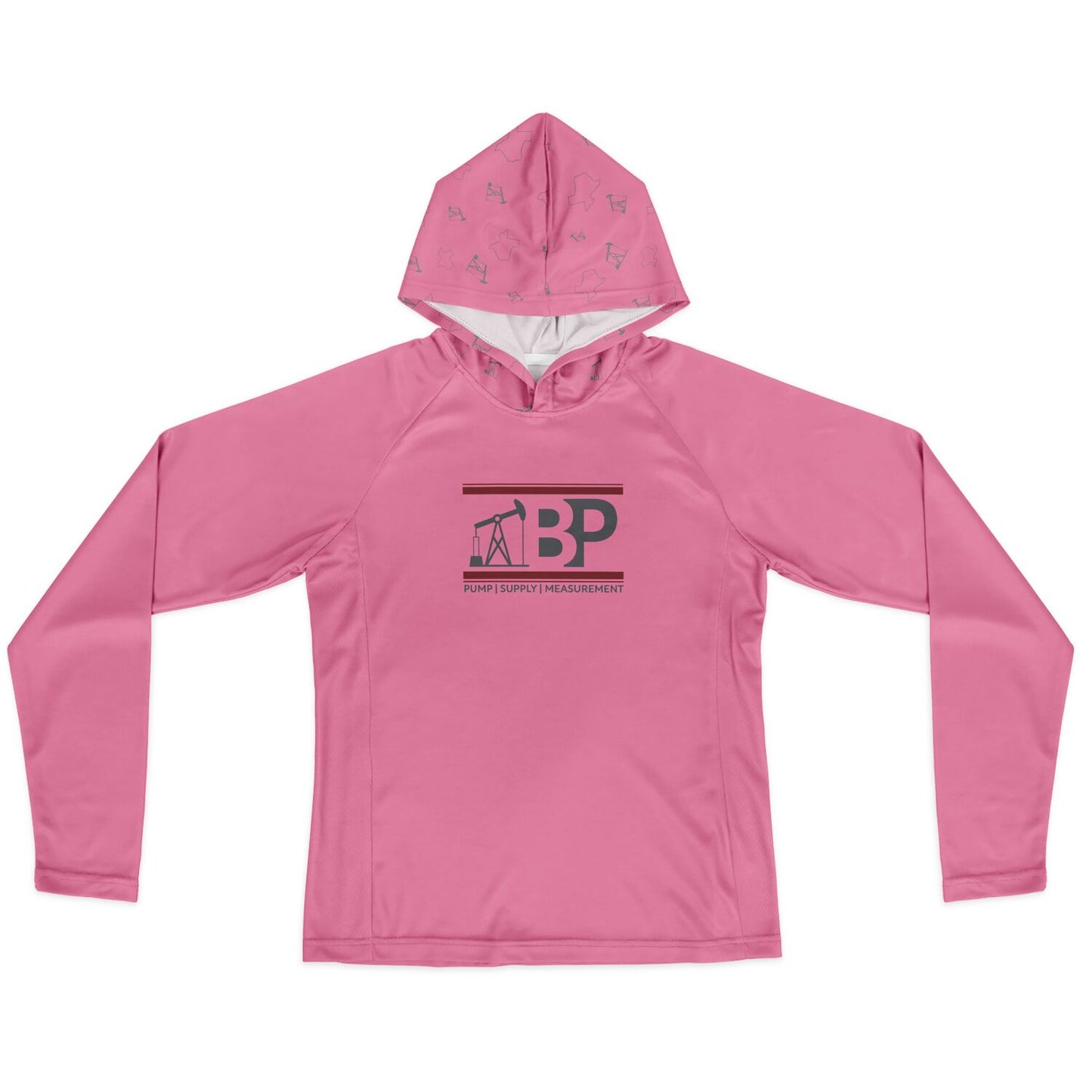 Women's Long Sleeve Hooded Performance Shirt - Pink w/ BP Logo