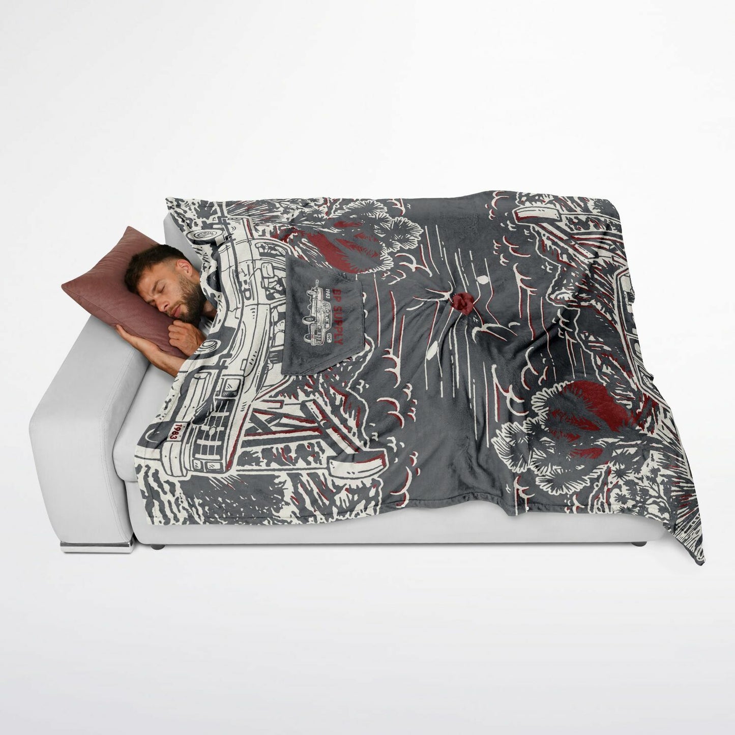 Flannel Blanket Poncho - Truck