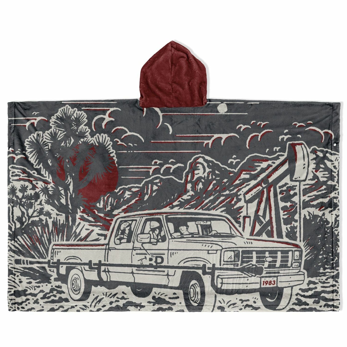 Flannel Blanket Poncho - Truck