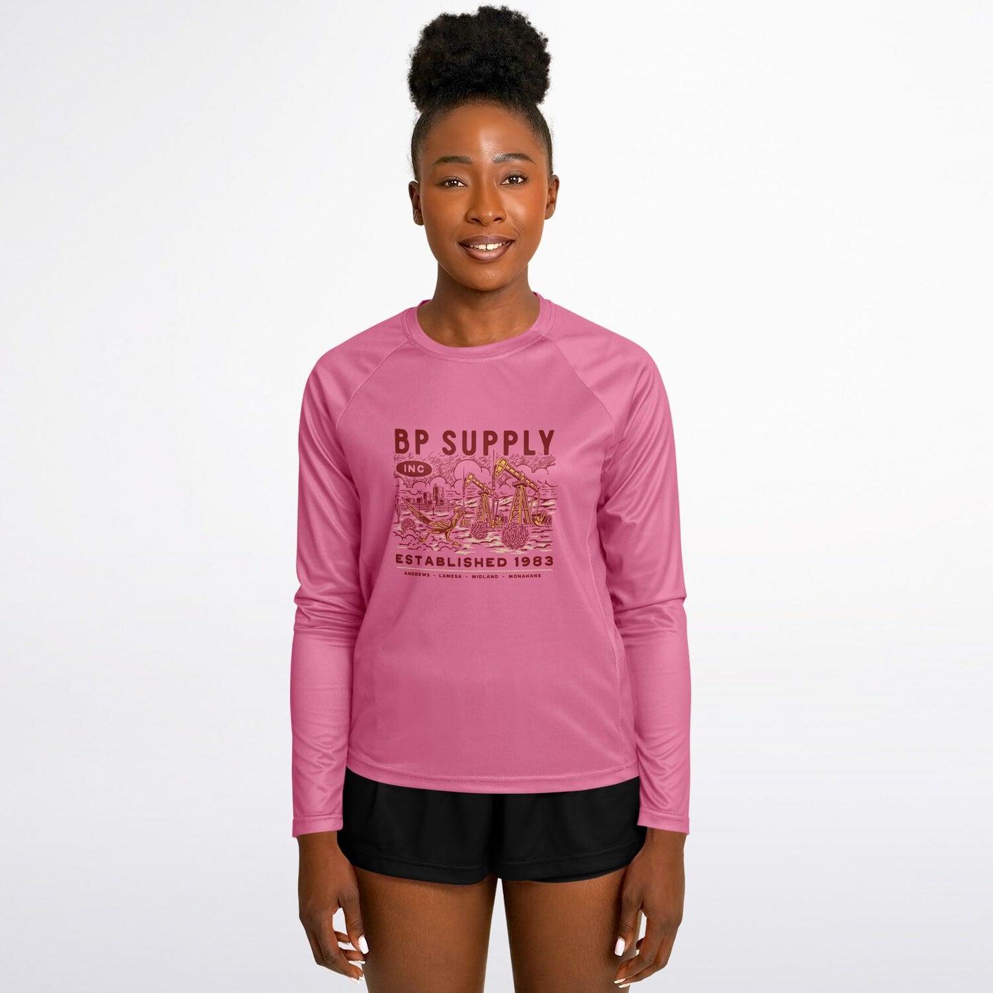 Women's Long Sleeve Performance Shirt - Pink Roadrunner Design