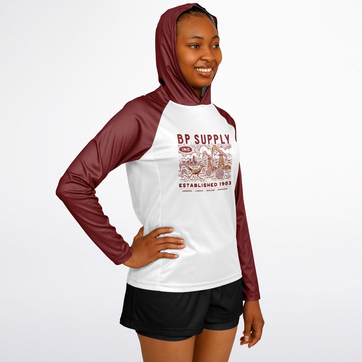 Women's Long Sleeve Hooded Performance Shirt - Roadrunner Design