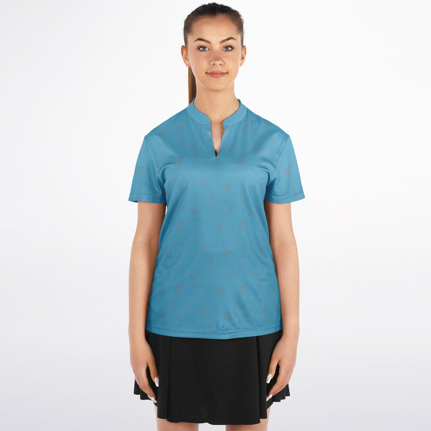 Women's Sky Blue Pumpjacks and TX Performance Polo