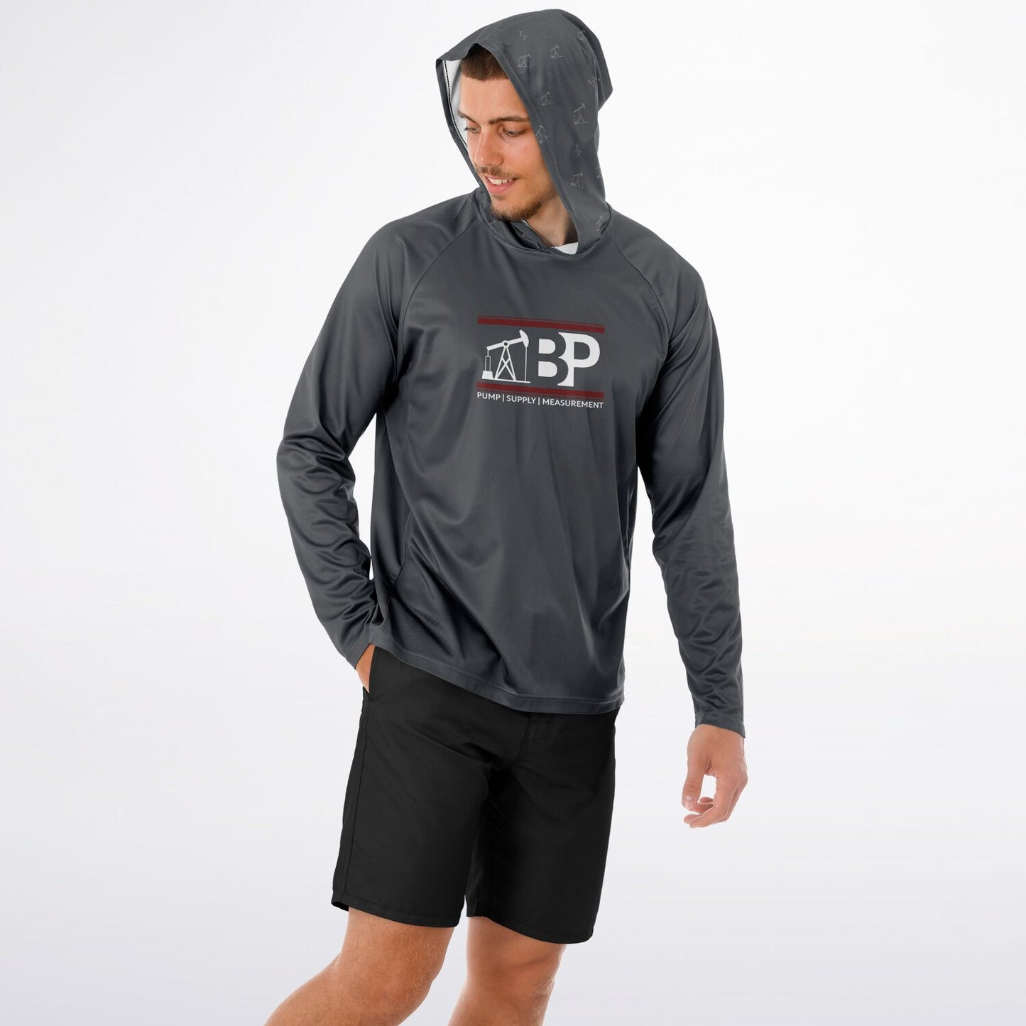 Men's Long Sleeve Hooded Performance Shirt - AOP