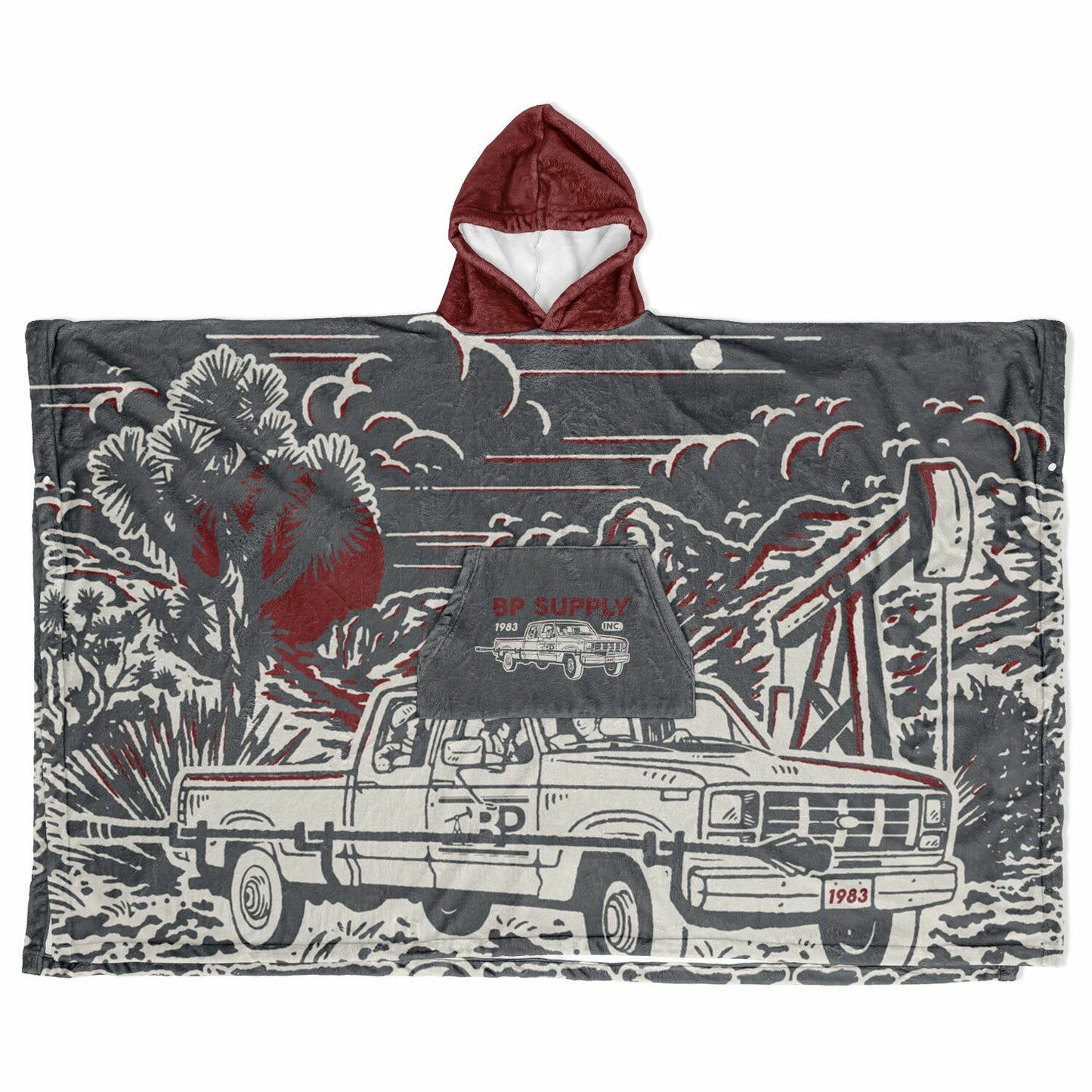 Flannel Blanket Poncho - Truck