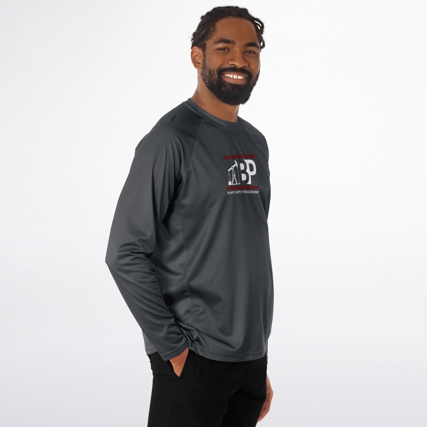 Men's Long Sleeve Performance Shirt - Gray w/ BP Logo