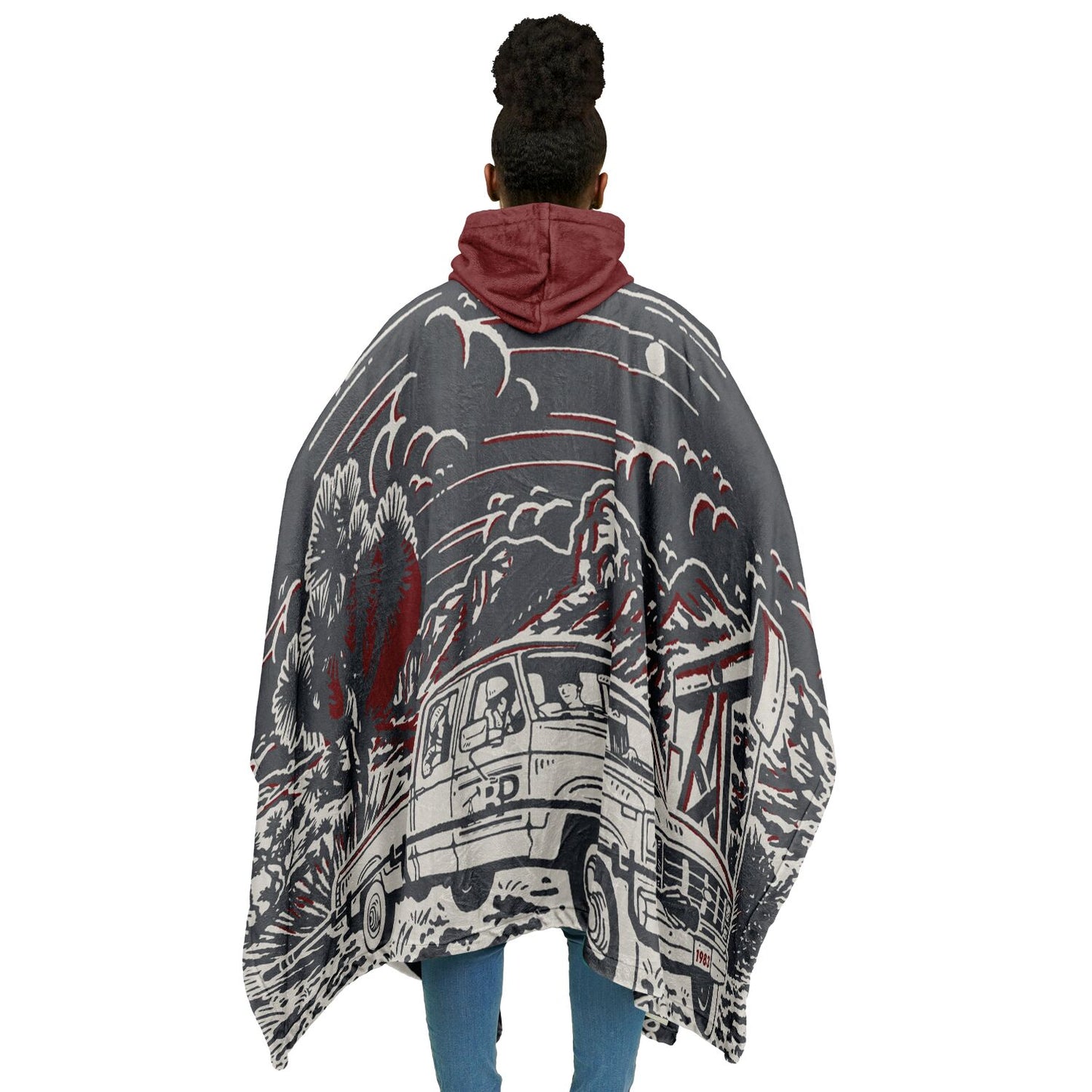 Flannel Blanket Poncho - Truck