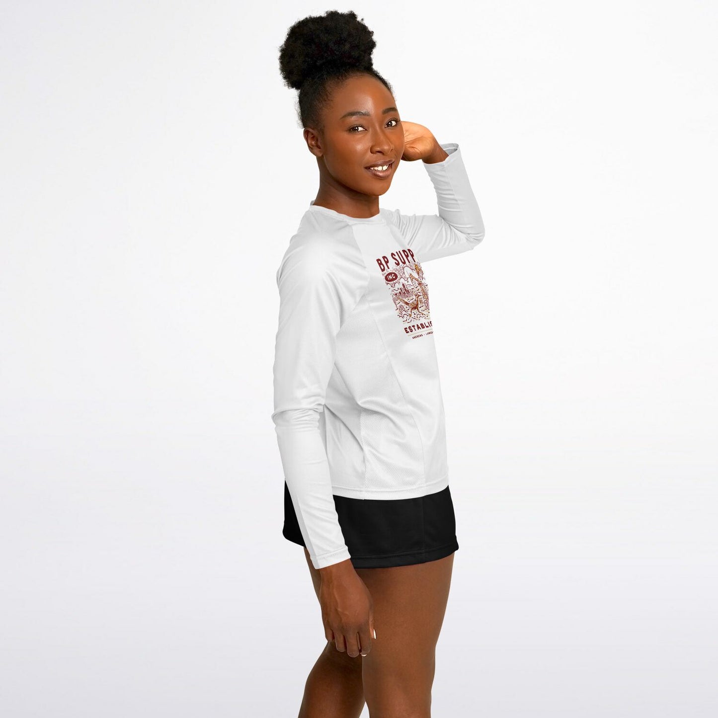 Women's Long Sleeve Performance Shirt - White Roadrunner Design