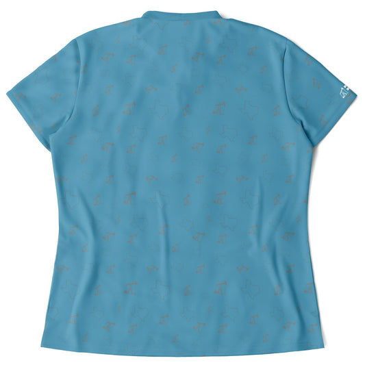 Women's Sky Blue Pumpjacks and TX Performance Polo