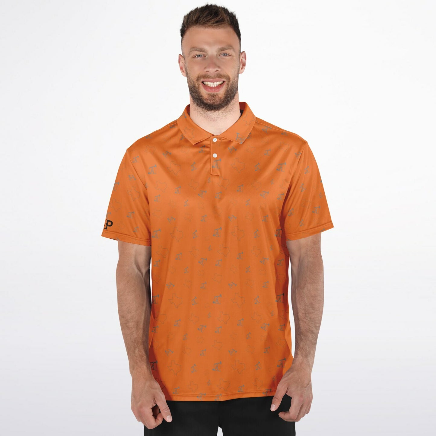 TX and Pumpjacks Sunset Orange Golf Polo Shirt