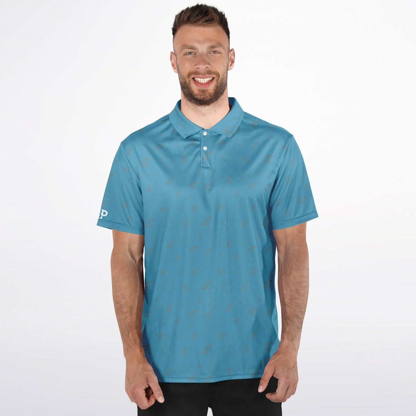 TX and Pumpjacks Sky Blue Golf Polo Shirt