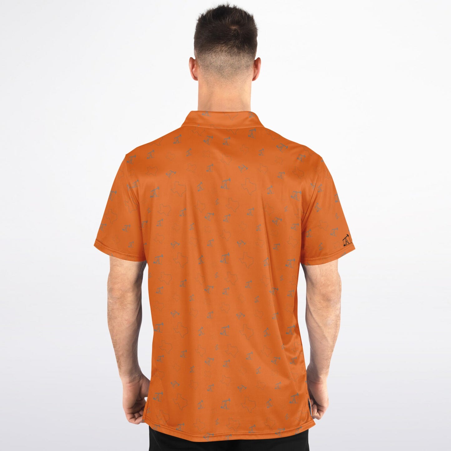 TX and Pumpjacks Sunset Orange Golf Polo Shirt