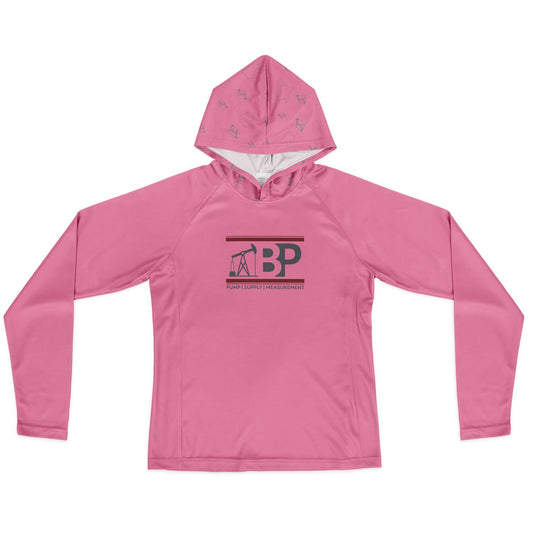 Women's Long Sleeve Hooded Performance Shirt - Pink w/ BP Logo