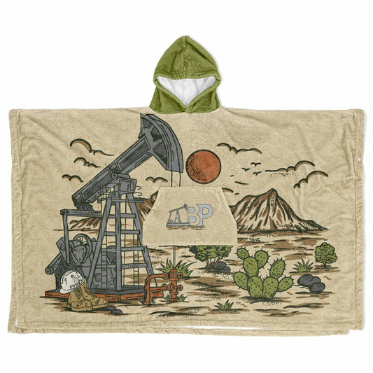 Flannel Blanket Poncho - Field