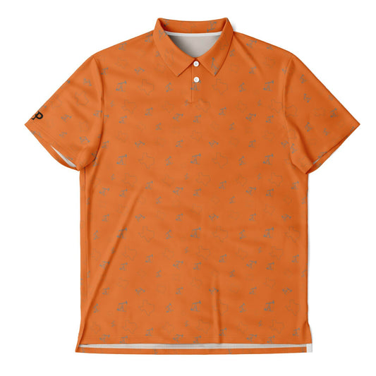 TX and Pumpjacks Sunset Orange Golf Polo Shirt