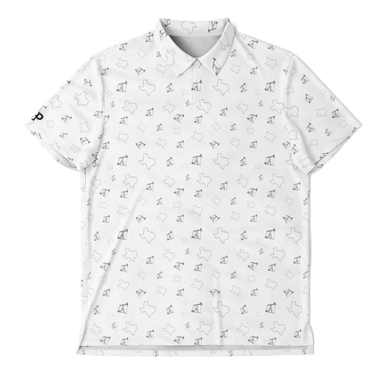 TX and Pumpjacks White Golf Polo Shirt
