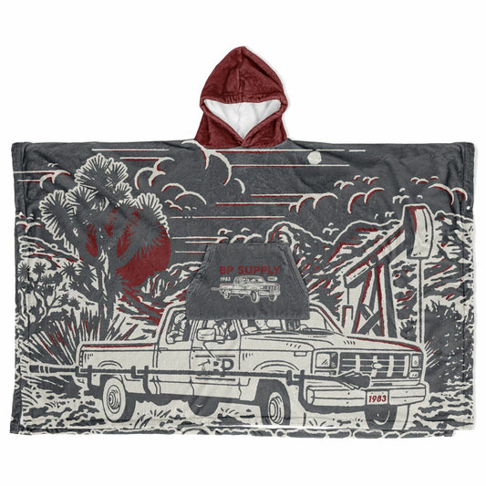 Flannel Blanket Poncho - Truck